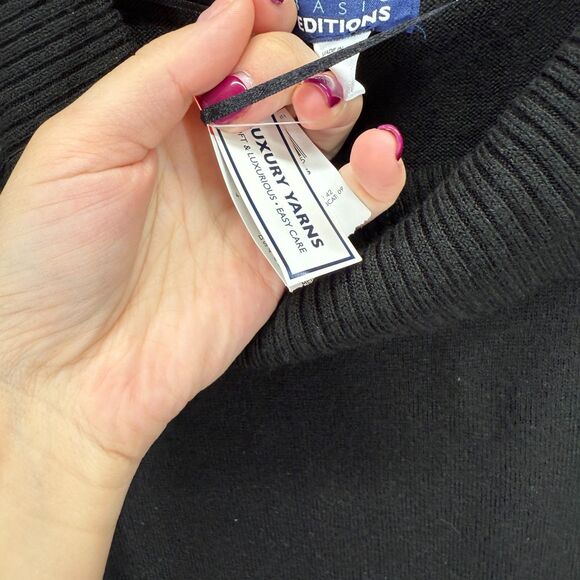 New Basic Editions Sweater Pullover Women 3X Plus Black Cowl Neck Knit Casual - Picture 4 of 7